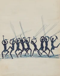 Kwatkwat mensen - (Aboriginals vechten) Schetsboek voornamelijk van activiteiten van Aboriginals en Witten